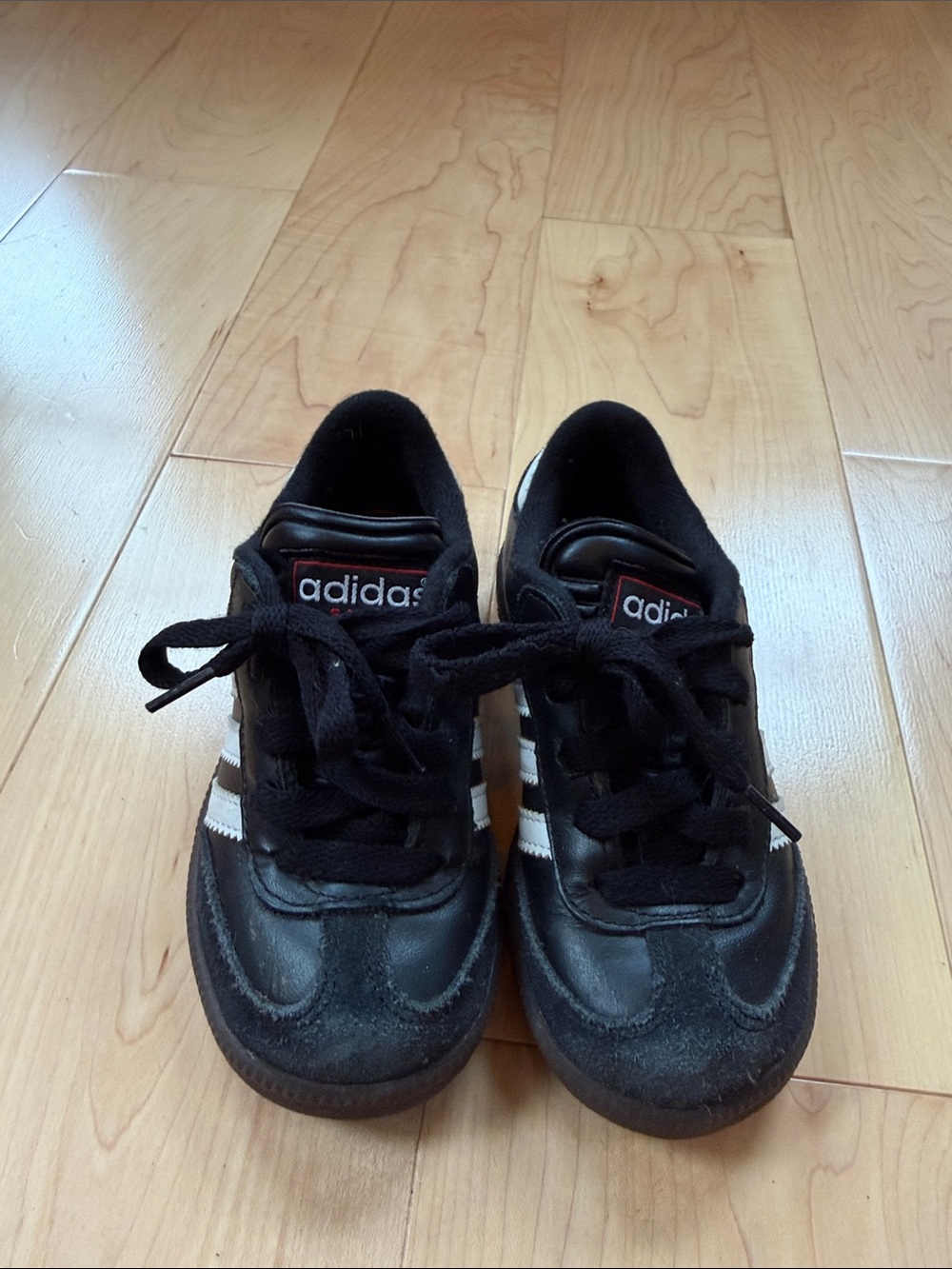adidas Sambas Kids Black Leather Sneakers with White Stripes sz 11